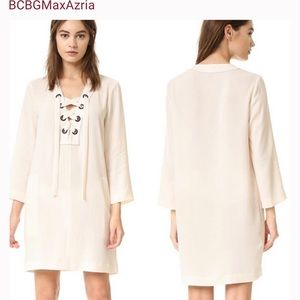 🎉HP🎉 NWT- BCBG MAXAZRIA “TONYA” CREAM LACE UP DRESS SIZE XS